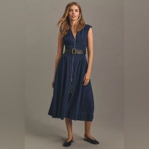 NWOT Tommie Zip-Front Midi Dress from Anthropologie in Navy Blue